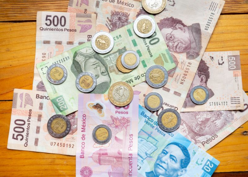 Billets de banque et pièces mexicaines (pesos)