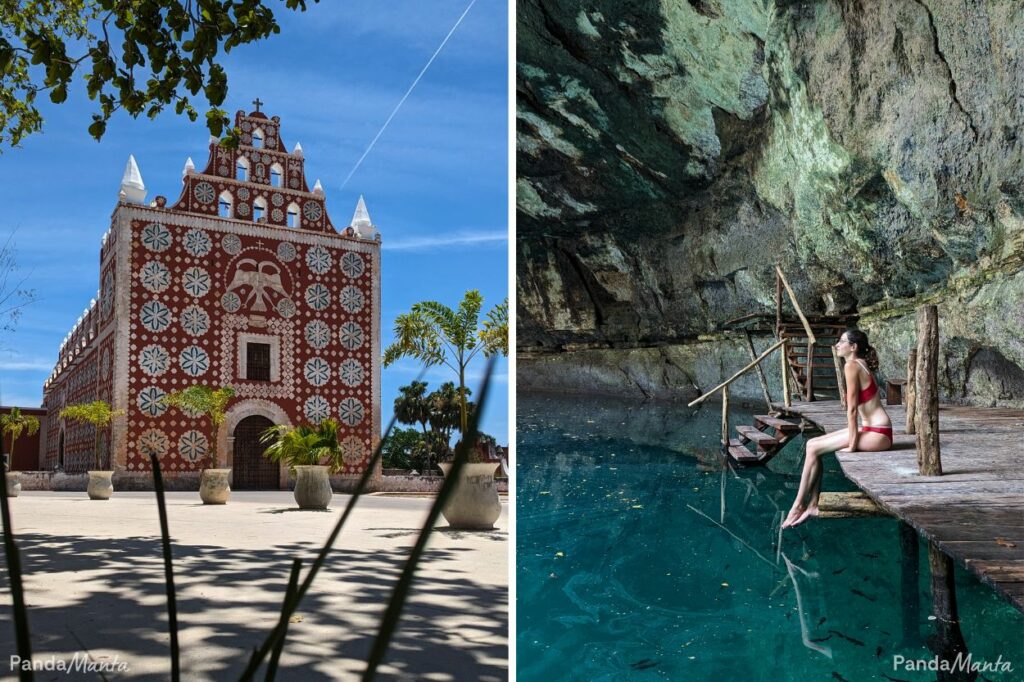 Eglise d'Uayma et cenote Uayma-Ha
