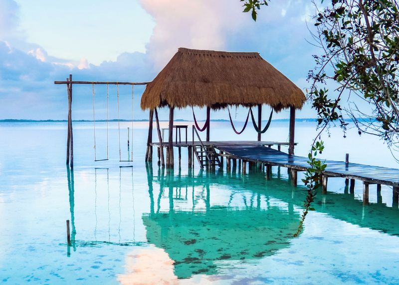 Ponton de resort à Bacalar au Mexique