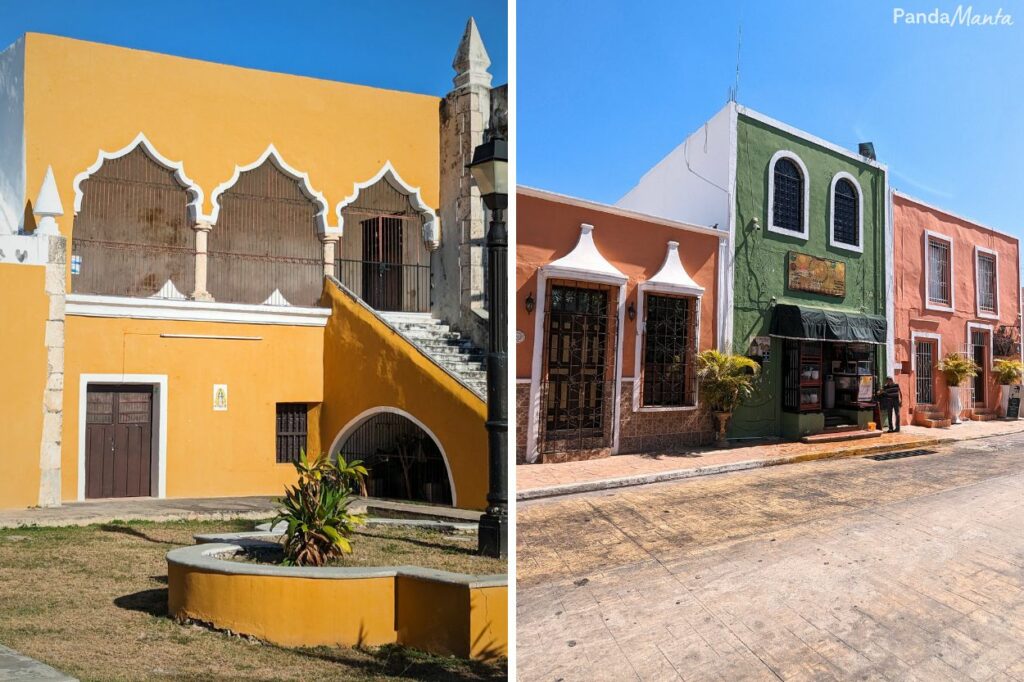 Bâtiments colorées dans les rues de Valladolid au Mexique