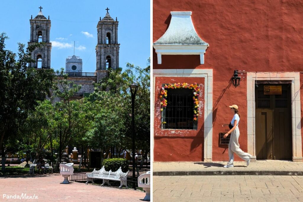 Zocalo et ruelle colorée de Valladolid au Mexique